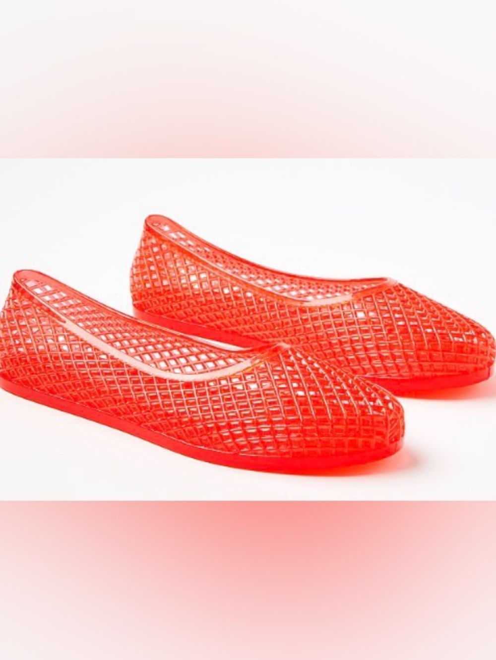 Loft Bright Blood Orange Jelly Ballet Flats - Size 7